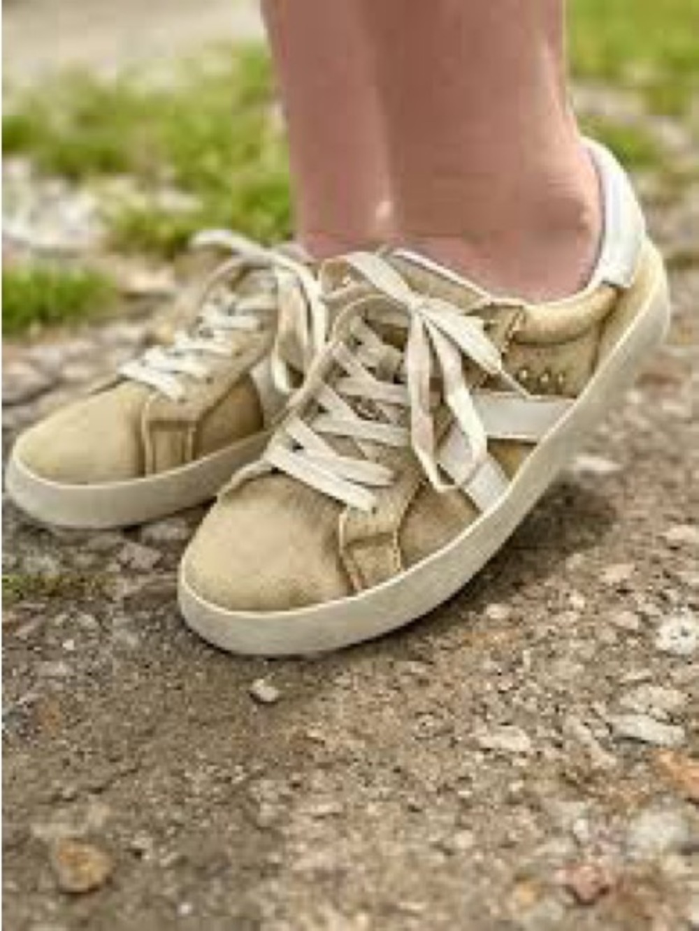 Corkys Low-Top Lace-Up Sneakers in Tan and Cream